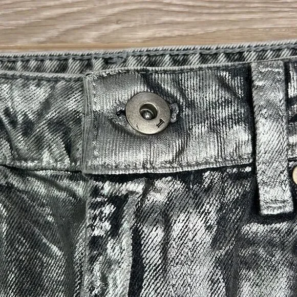 Pilcro and the Letterpress Silver Metallic Denim Mini Skirt Size 6 - Picture 4 of 9